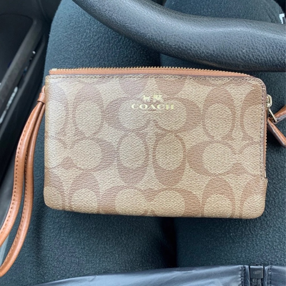 Cute Brown Double Pocket Wallet/Wrislet